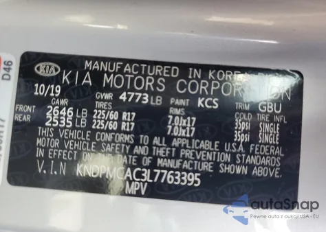 2020 Kia Sportage Lx из США, поврежденный, VIN KNDPMCAC3L7763395